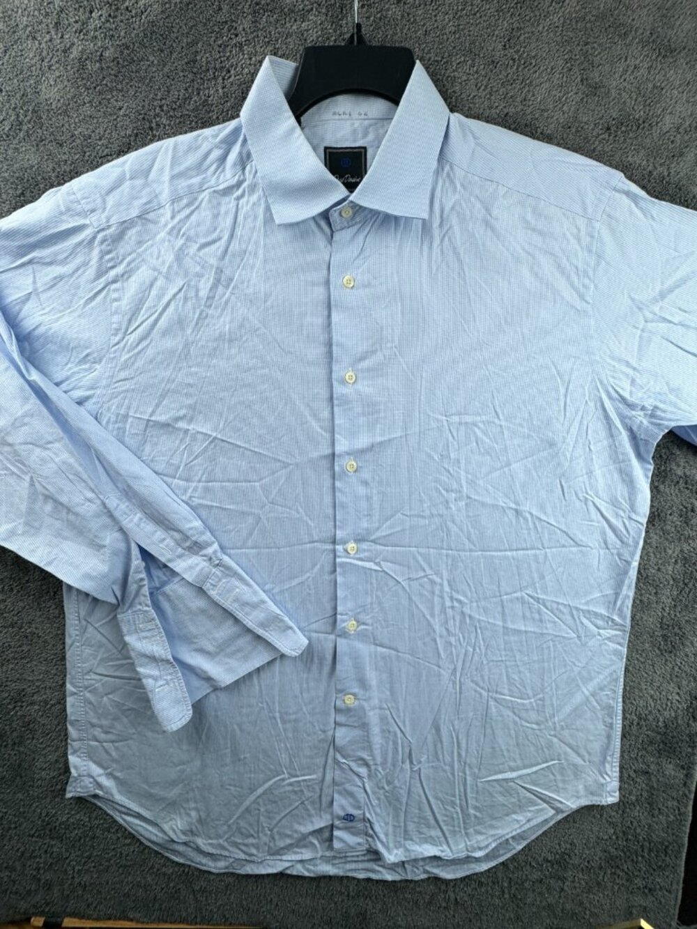 David Donahue Men’s Button Up Shirt Long Sleeve Blue Check 17.5 34/35 Cotton